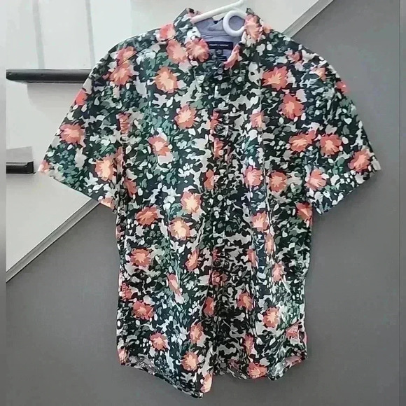 Tommy Hilfiger mens floral print short sleeve Bitton Up shirt XL - Picture 2 of 6